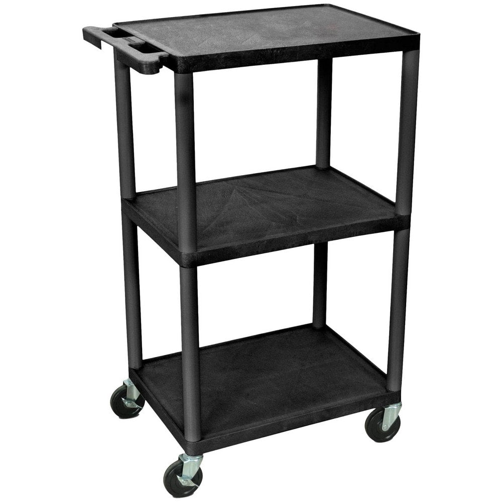 Utility Utility Cart: 18" Long, 24" Wide, Recycled Molded Plastic, 300 lb Capacity, Black