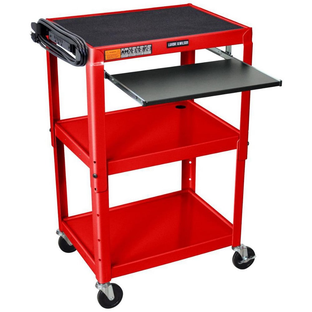 Utility Utility Cart: 18" Long, 24" Wide, Powder Coated Steel, 300 lb Capacity, Red