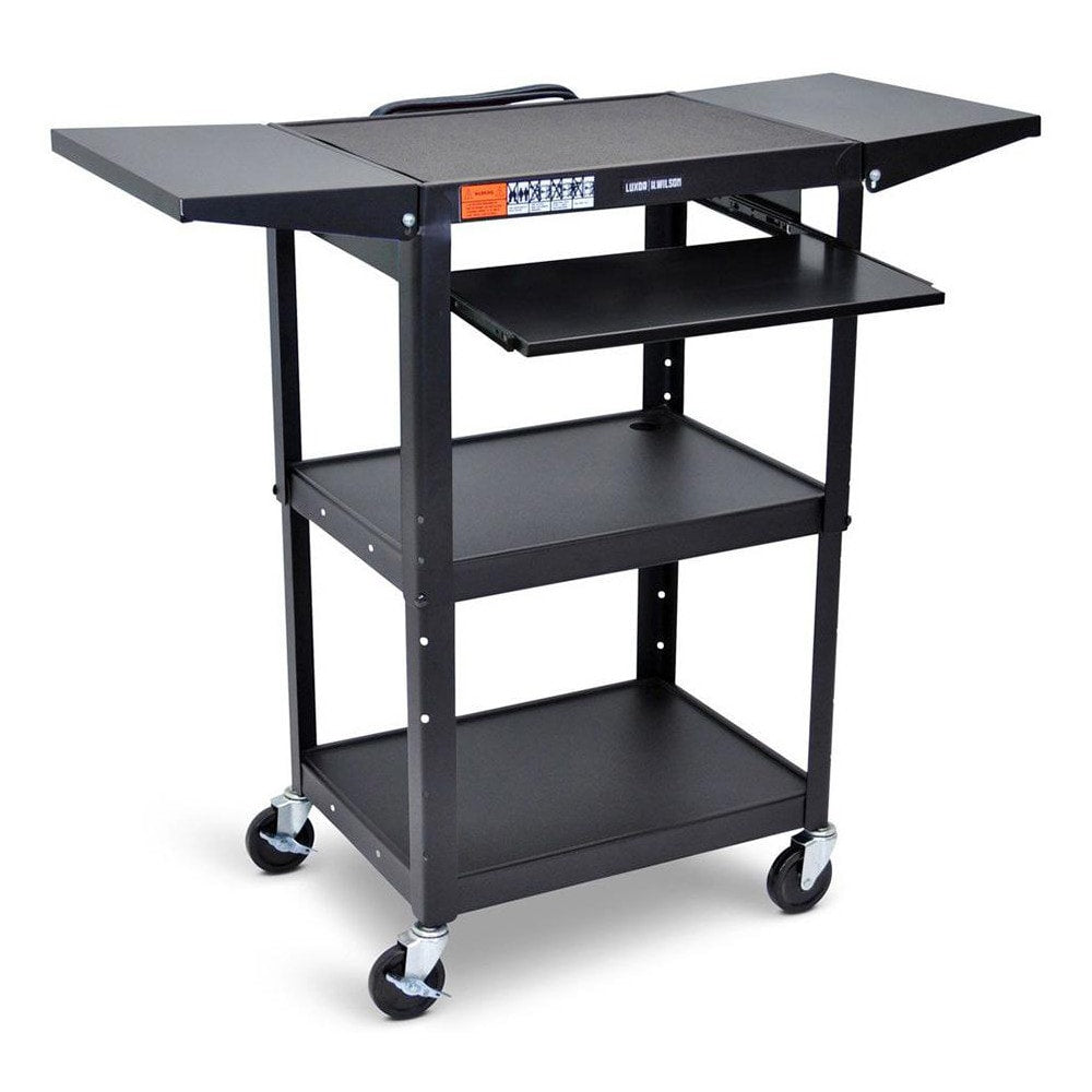 Utility Utility Cart: 18" Long, 24" Wide, Powder Coated Steel, 300 lb Capacity, Black