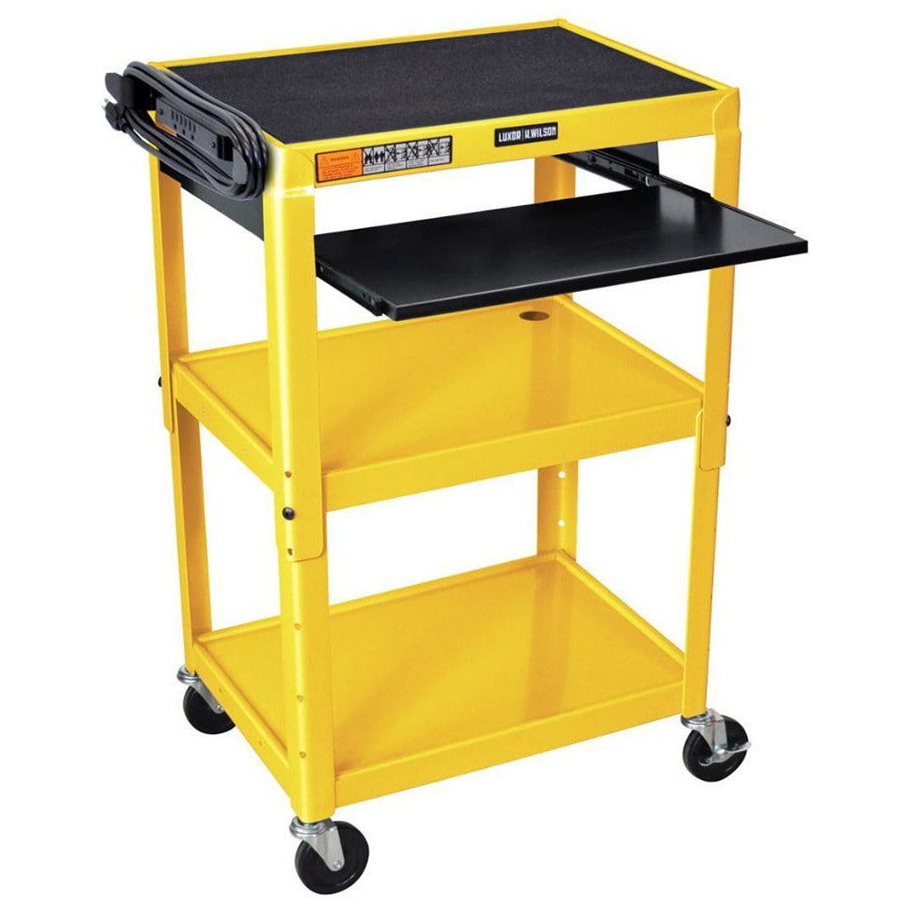 Utility Utility Cart: 18" Long, 24" Wide, Powder Coated Steel, 300 lb Capacity, Yellow