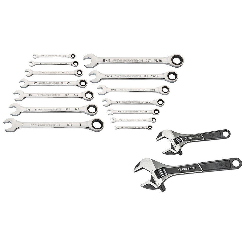 Combination Wrench Set: 16 Pc