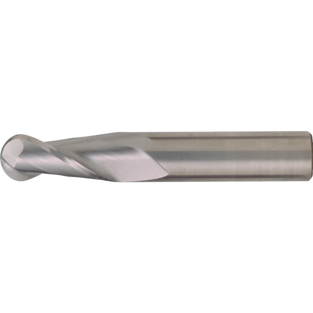 Ball End Mill: 3/16" Dia, 1-1/8" LOC, 2 Flute, High Speed Steel