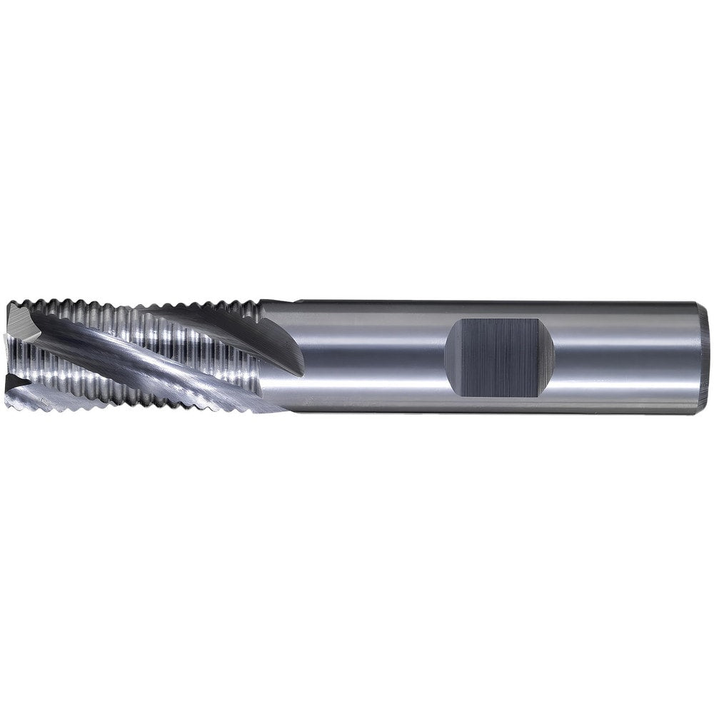 Roughing End Mill: 1/4" Dia, 4 Flute, Fine Pitch, Single End, Solid Carbide