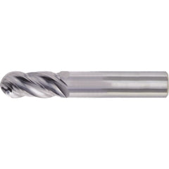 Ball End Mill: 7/16" Dia, 1" LOC, 4 Flute, High Speed Steel