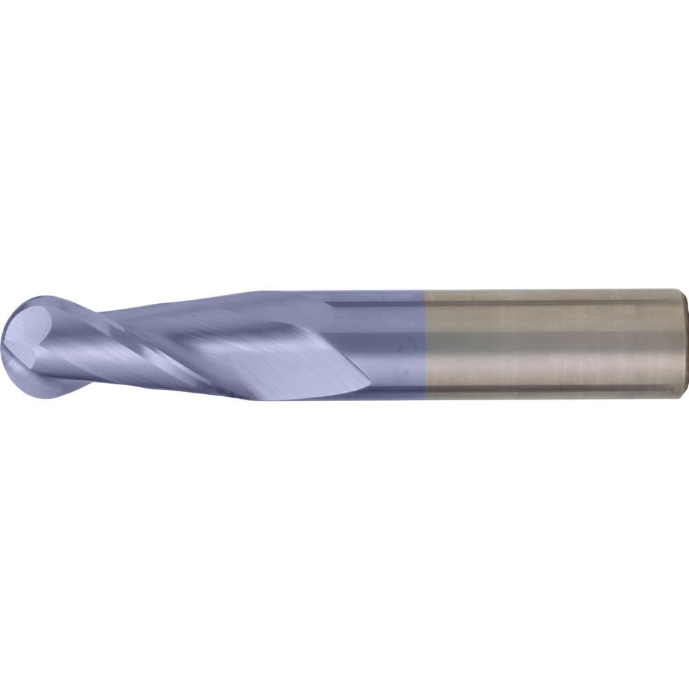 Ball End Mill: 5/16" Dia, 1-5/8" LOC, 2 Flute, High Speed Steel