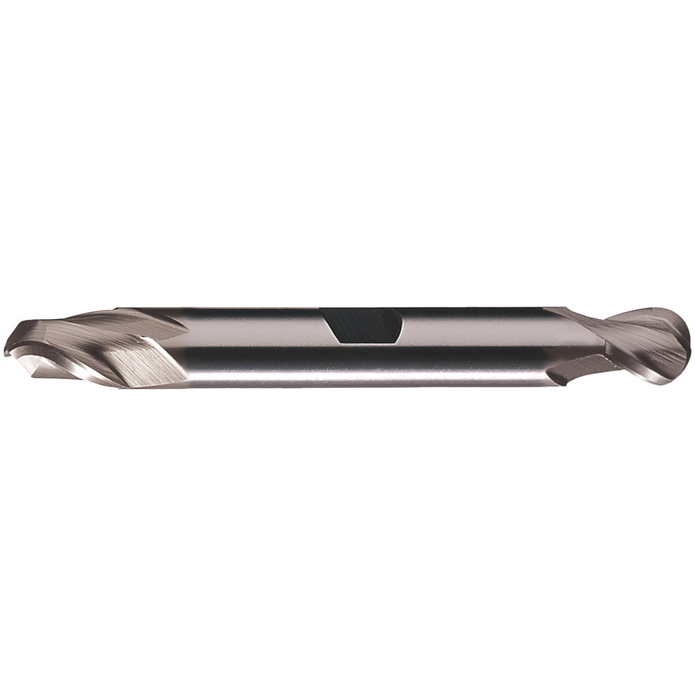 Ball End Mill: 1/8" Dia, 3/16" LOC, 2 Flute, High Speed Steel