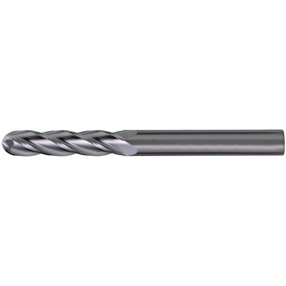Ball End Mill: 5/16" Dia, 1/2" LOC, 4 Flute, Solid Carbide