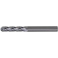 Ball End Mill: 3/8" Dia, 1-1/8" LOC, 4 Flute, Solid Carbide