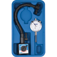 Dial Indicator & Base Kit: 2.6000" Base Length, 2.1800" Base Height, 2" Base Width, 0.0010 Min Measurement, 1.0000 Max Measurement, 0-100 Dial, +/-.001" Accuracy