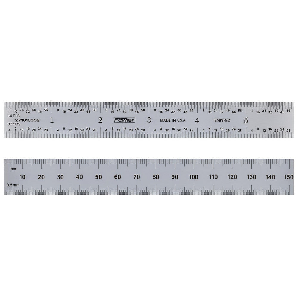 Steel Rules; Material: Steel; Length (Inch): 12; Graduation: 0.50;1.00; Graduation (Inch): 1/64, 1/32; Tip Style: Flat; Color: Silver; Flexibility: Flexible