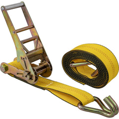 Ratchet Tie Down: Working load limit of 5,000 lb. & Capacity of 15,000 lb., 27.00' OAL, 3" Head Dia, 1 Hooks, Polyester