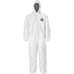 Disposable Coveralls: Particle Protection Protection, Size 4X-Large, Tyvek 400 SFR, Storm Flap, Zipper & Serged Closure