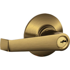 Lever Locksets; Lockset Type: Tubular Lock; Key Type: Schlage C; Back Set: 2-3/8 & 2-3/4; Cylinder Type: Schlage C Keyway; Material: Metal; Door Thickness: 1 3/8 to 1 3/4; Finish: Satin Brass