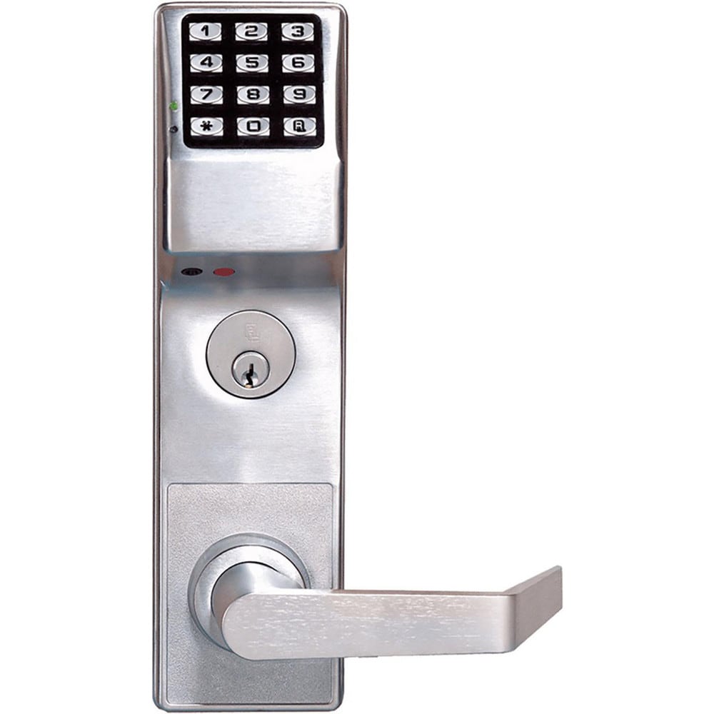 Lever Locksets; Lockset Type: Rim Exit Trim with Keypad; Key Type: Conventional; Back Set: 2-3/4; Cylinder Type: Conventional; Material: Metal; Door Thickness: 1 3/8 to 1 3/4; Finish: Satin Chrome