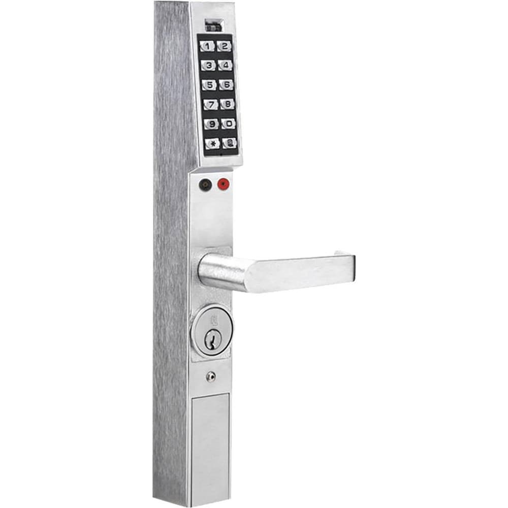 Lever Locksets; Lockset Type: Rim Exit Trim with Keypad; Key Type: Conventional; Back Set: 2-3/4; Cylinder Type: Conventional; Material: Metal; Door Thickness: 1 3/8 to 1 3/4; Finish: Satin Chrome