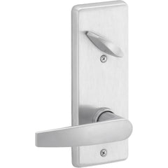 Lever Locksets; Lockset Type: Interconnected Locks; Key Type: Key; Back Set: 2-3/8 & 2-3/4; Cylinder Type: Schlage C123 Cylinder; Material: Metal; Door Thickness: 1-3/4; Finish: Satin Chrome