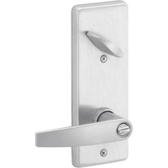 Lever Locksets; Lockset Type: Interconnected Locks; Key Type: Key; Back Set: 2-3/8 & 2-3/4; Cylinder Type: Schlage C123 Cylinder; Material: Metal; Door Thickness: 1-3/4; Finish: Satin Chrome