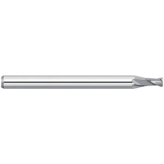 Corner Radius End Mill: 0.9 mm Dia, 0.053" LOC, 0.0100" Radius, 2 Flute, Solid Carbide