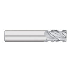 Roughing End Mill: 3/16" Dia, 4 Flute, Medium Pitch, 0.0100" Corner Radius, Single End, Solid Carbide