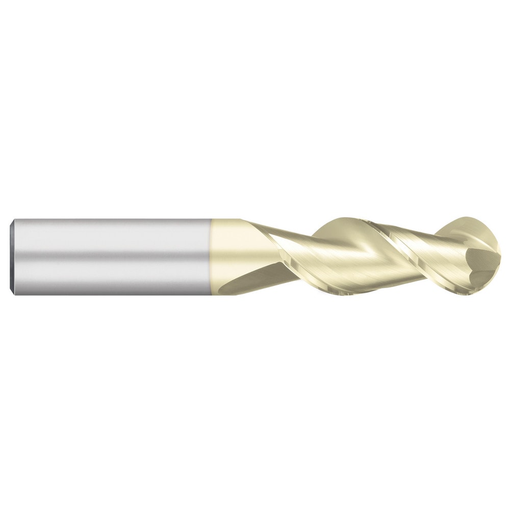 Ball End Mill: 1/2" Dia, 2" LOC, 2 Flute, Solid Carbide