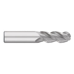 Ball End Mill: 1/4" Dia, 1-1/4" LOC, 3 Flute, Solid Carbide