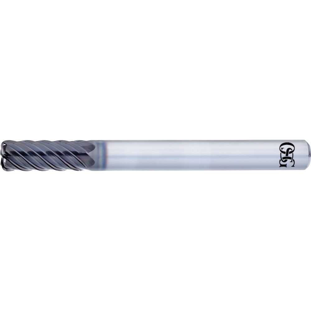 Corner Radius End Mill: 3/8" Dia, 1" LOC, 0.0200" Radius, 6 Flute, Solid Carbide