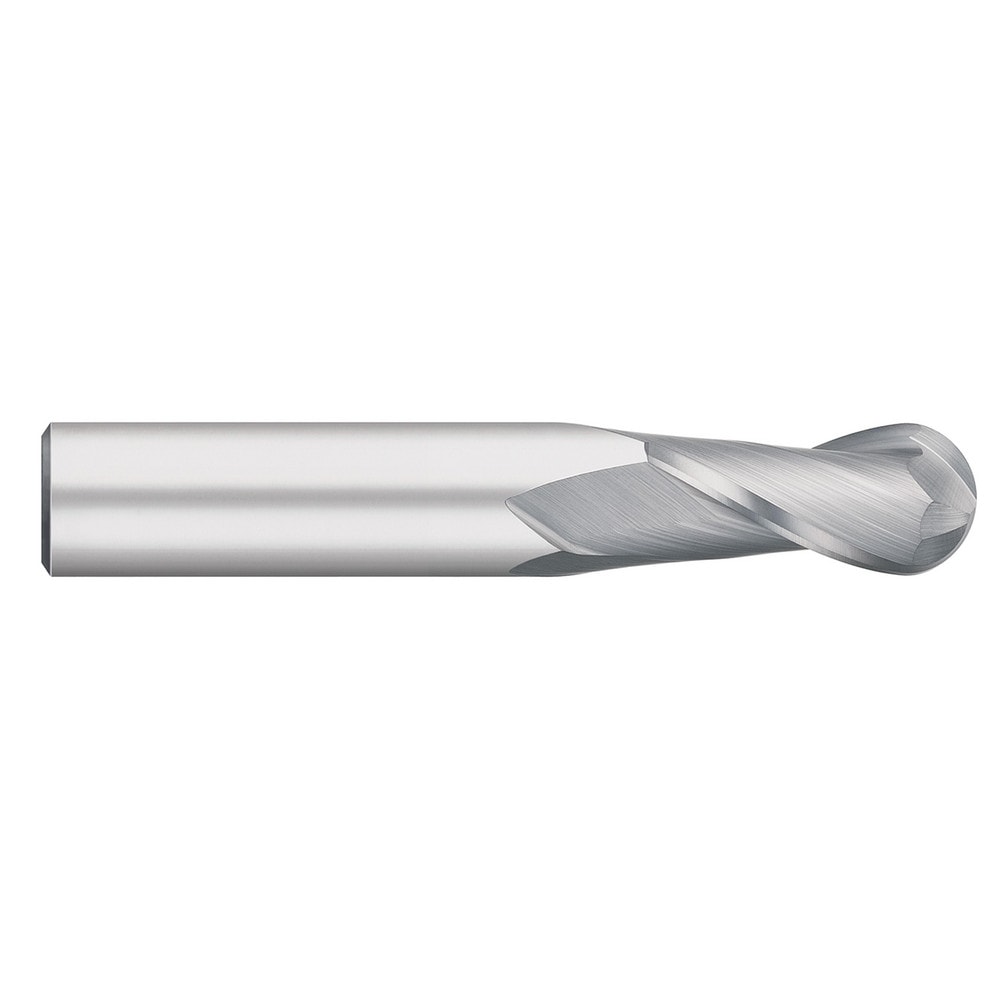 Ball End Mill: 3/8" Dia, 1" LOC, 2 Flute, Solid Carbide