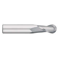 Ball End Mill: 1/16" Dia, 3/16" LOC, 2 Flute, Solid Carbide