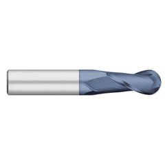 Ball End Mill: 1" Dia, 1-1/2" LOC, 2 Flute, Solid Carbide