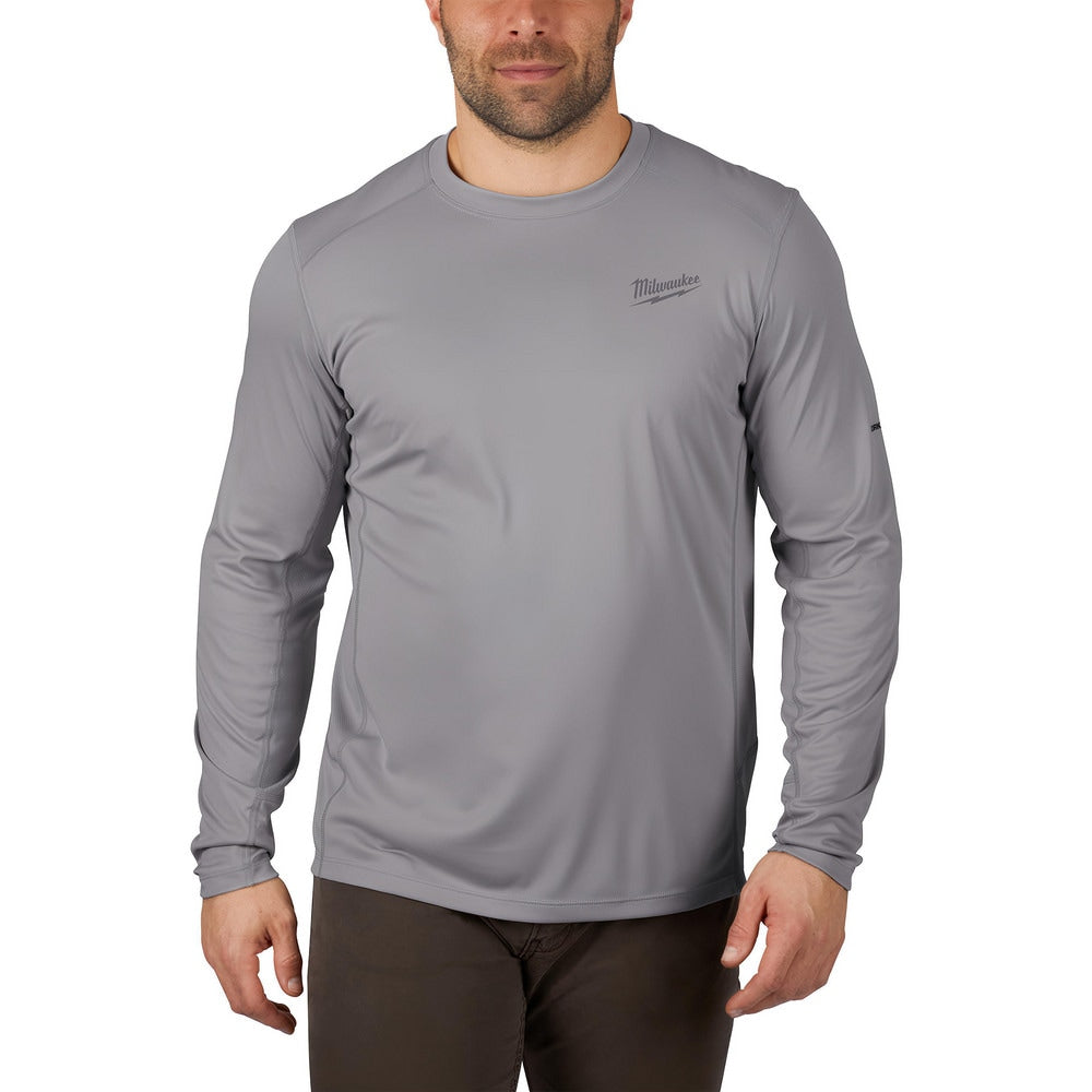 Work Shirt: General Purpose, Long Sleeve, Medium, Polyester, Gray