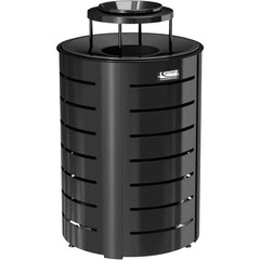 Trash Cans & Recycling Containers; Type: Outdoor; Container Capacity: 35; Container Shape: Round; Lid Type: Ashtray; Container Material: Steel; Color: Black; Material: Steel