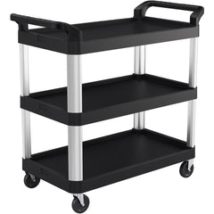 Utility Utility Cart: 39-27/32" Long, 20" Wide, HDPE, 300 lb Capacity, Black