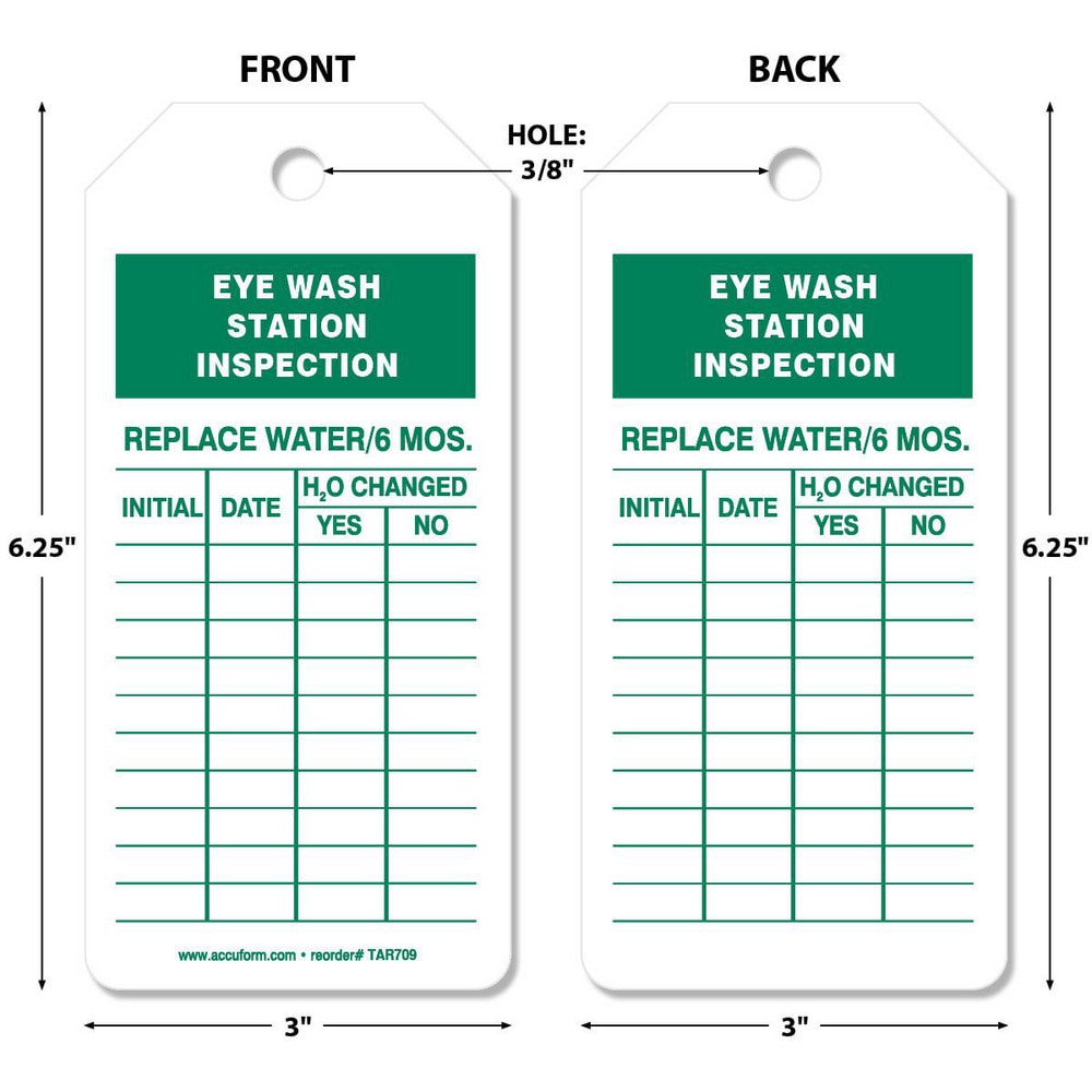 Inspection Tag: Rectangle, 6-1/4" High, Synthetic Paper, "Blank"