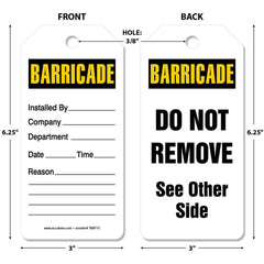 Accident Prevention Tag: Rectangle, 6-1/4" High, Synthetic Paper, "Blank"