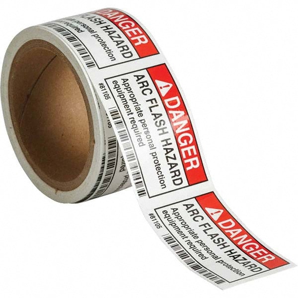 Label Maker Label: Black & Red on White, Polyester, 100 per Roll