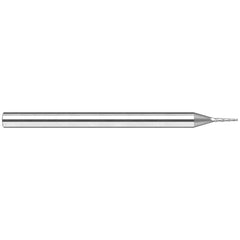 Tapered End Mill: 15 deg Angle per Side, 0.0600" Small Dia, 5/16" LOC, 4 Flute, Tapered End