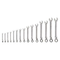 Ratchet Set & Combination Wrench Set: 15 Pc, Inch