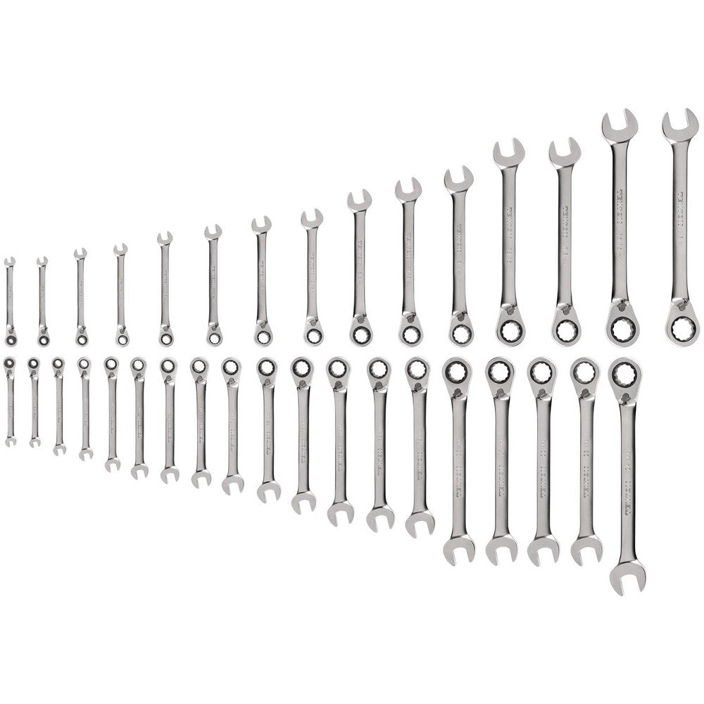 Ratchet Set & Combination Wrench Set: 34 Pc, Inch & Metric