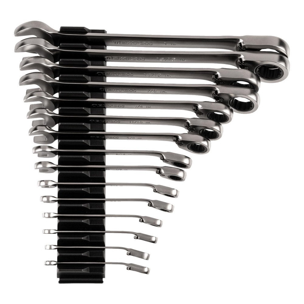 Ratchet Set & Combination Wrench Set: 15 Pc, Inch