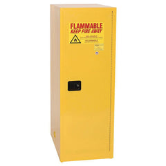 Flammable & Hazardous Storage Cabinets:  48.000 gal Drum, 1.000 Door,  3 Shelf,  Manual Closing,  Yellow