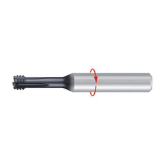 Helical Flute Thread Mill: #10-24, 3 Flute, 4.00 mm Shank Dia, Solid Carbide