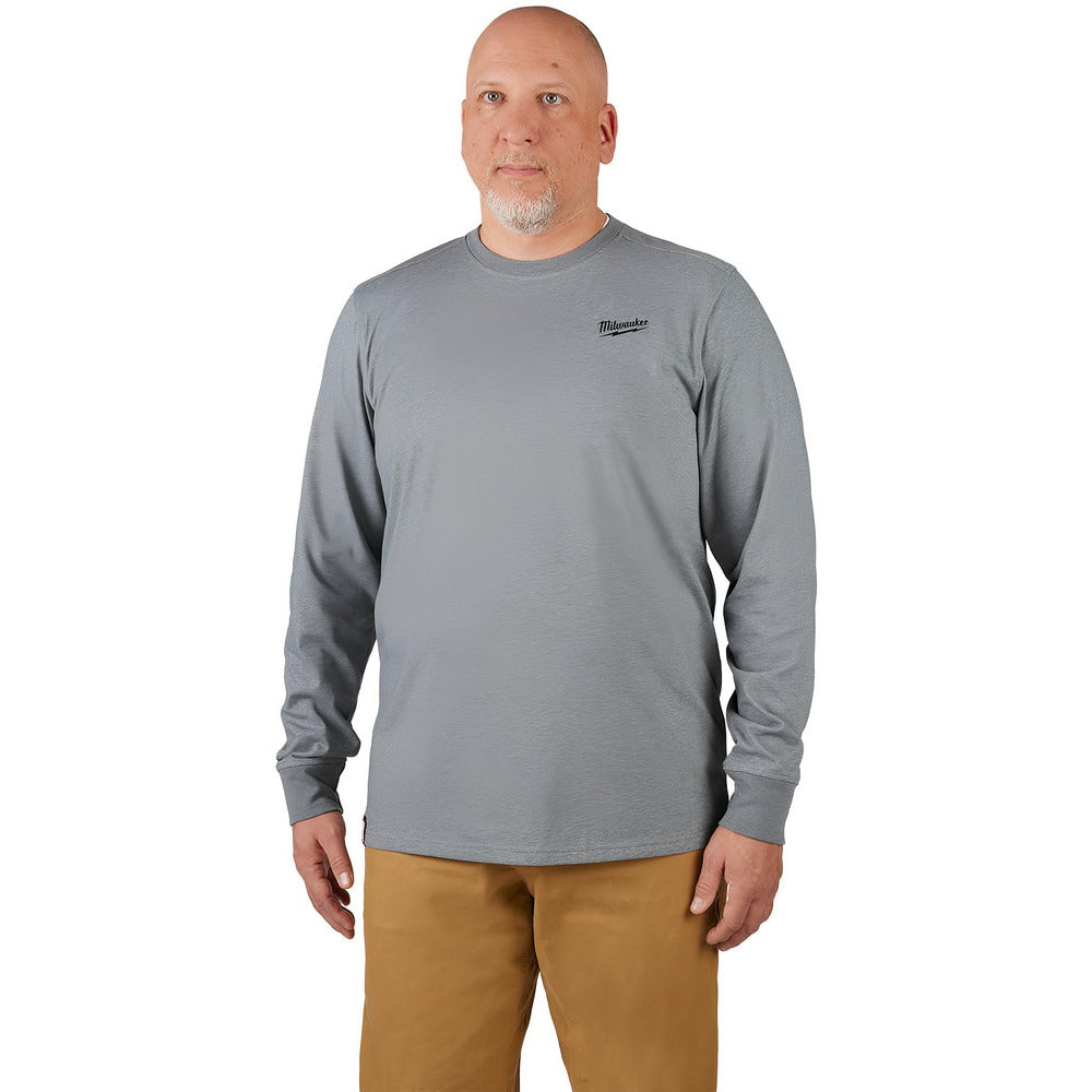 Work Shirt: Lightweight, Breathable & UV Protection, Long Sleeve, X-Large, Cotton & Polyester, Gray, 0 Pocket