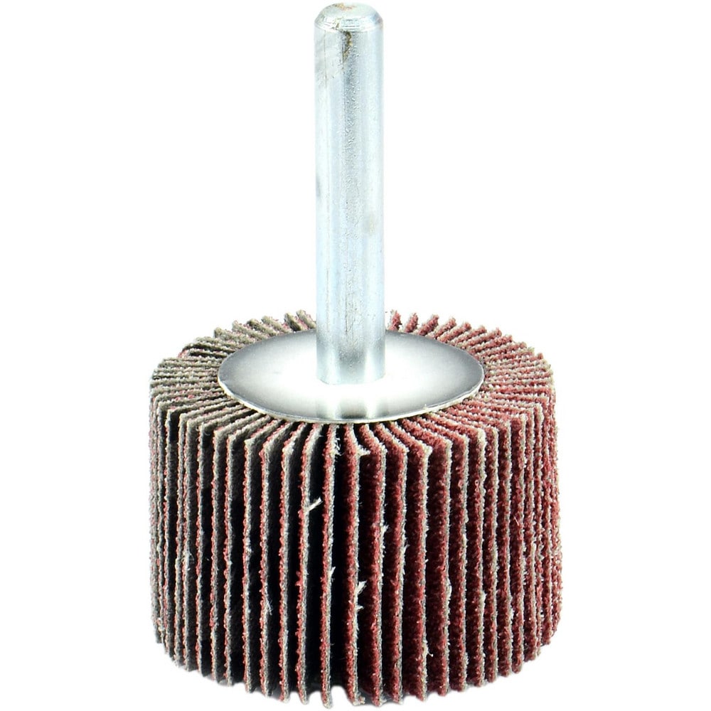 Mounted Flap Wheel: 1-1/2" Dia, 1" Face Width, 40 Grit, Aluminum Oxide