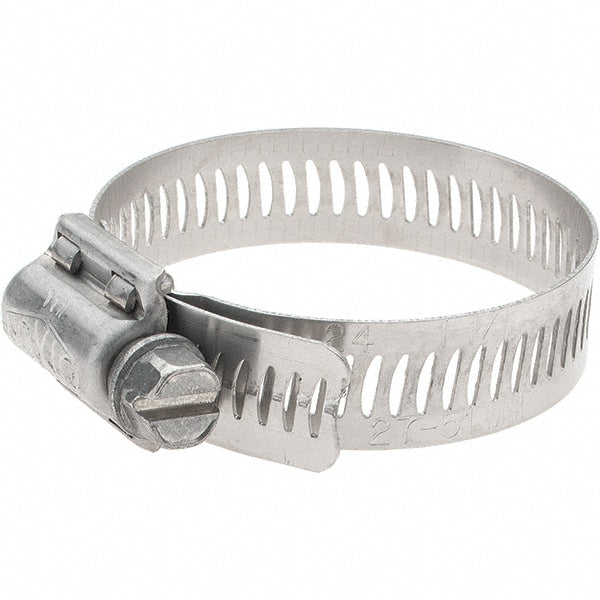 Worm Gear Clamp: 1-1/16 to 2" Dia, Stainless Steel Band