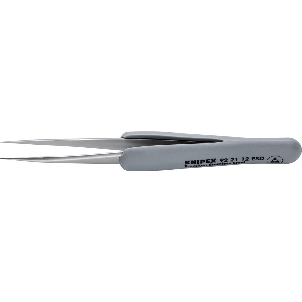 Tweezers; Tweezer Type: ESD Safe; Pattern: Smooth Pointed Tip and Serrated Bent Tip; Material: Stainless Steel; Tip Type: Extra Fine; Tip Shape: Pointed; Overall Length (Inch): 3-1/2; Grip Style: Smooth