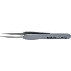 Tweezers; Tweezer Type: ESD Safe; Pattern: Smooth Pointed Tip and Serrated Bent Tip; Material: Stainless Steel; Tip Type: Pointed; Tip Shape: Pointed; Overall Length (Decimal Inch): 4; Grip Style: Smooth