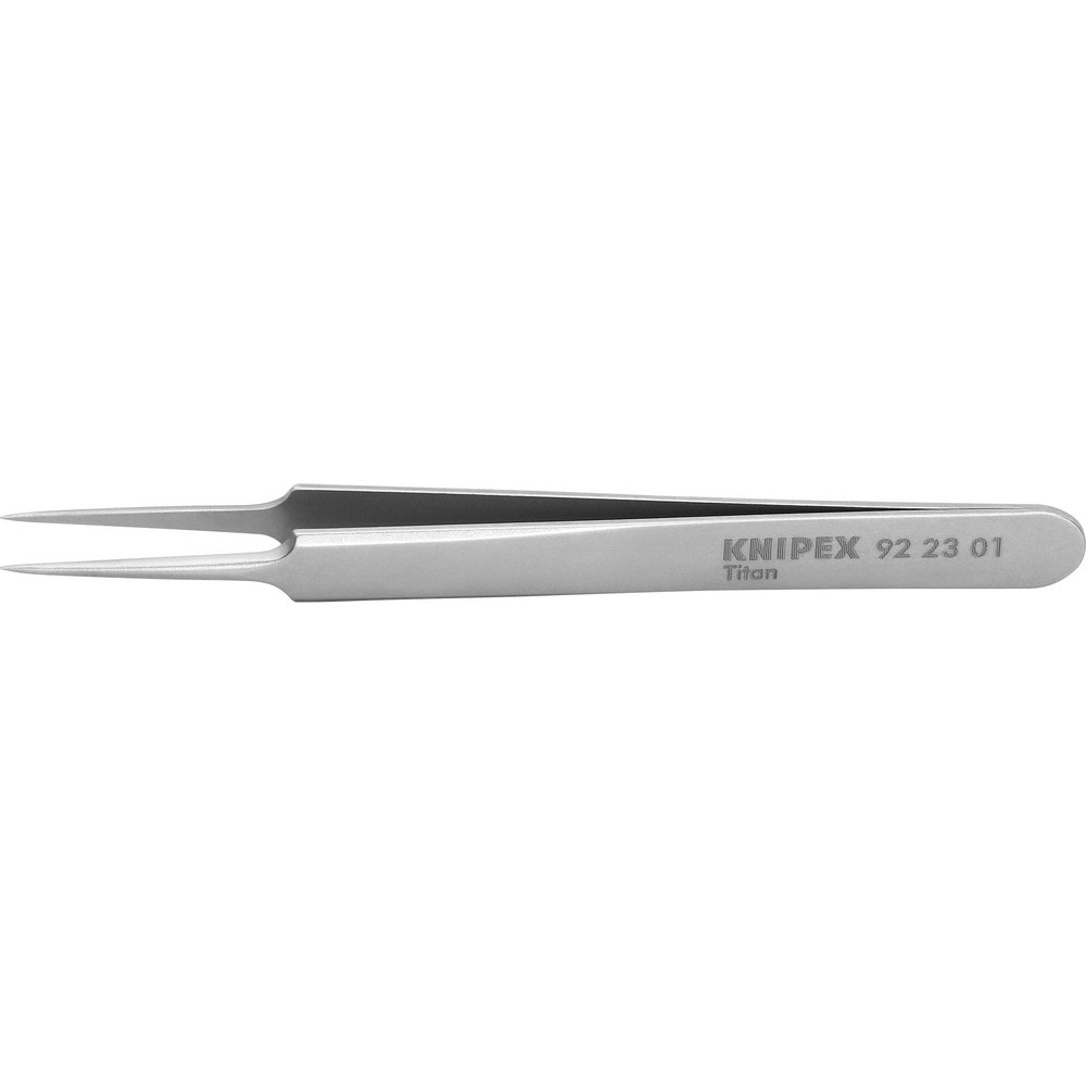 Tweezers; Tweezer Type: Fine Point; Pattern: Smooth Pointed Tip and Serrated Bent Tip; Material: Titanium; Tip Type: Extra Fine; Tip Shape: Pointed; Overall Length (Inch): 4-1/2; Grip Style: Smooth