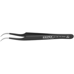 Tweezers; Tweezer Type: ESD Safe; Pattern: Smooth Pointed Tip and Serrated Bent Tip; Material: Stainless Steel; Tip Type: Extra Fine; Tip Shape: Pointed; Overall Length (Inch): 4-3/4; Grip Style: Smooth