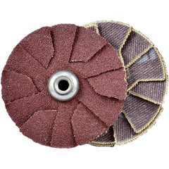 Slotted Overlap Discs; Abrasive Type: Coated; Disc Diameter (Inch): 2; Overlap Disc Type: Outward; Abrasive Material: Aluminum Oxide; Grit: 120; Eyelet Size: 8-32; Grade: Fine