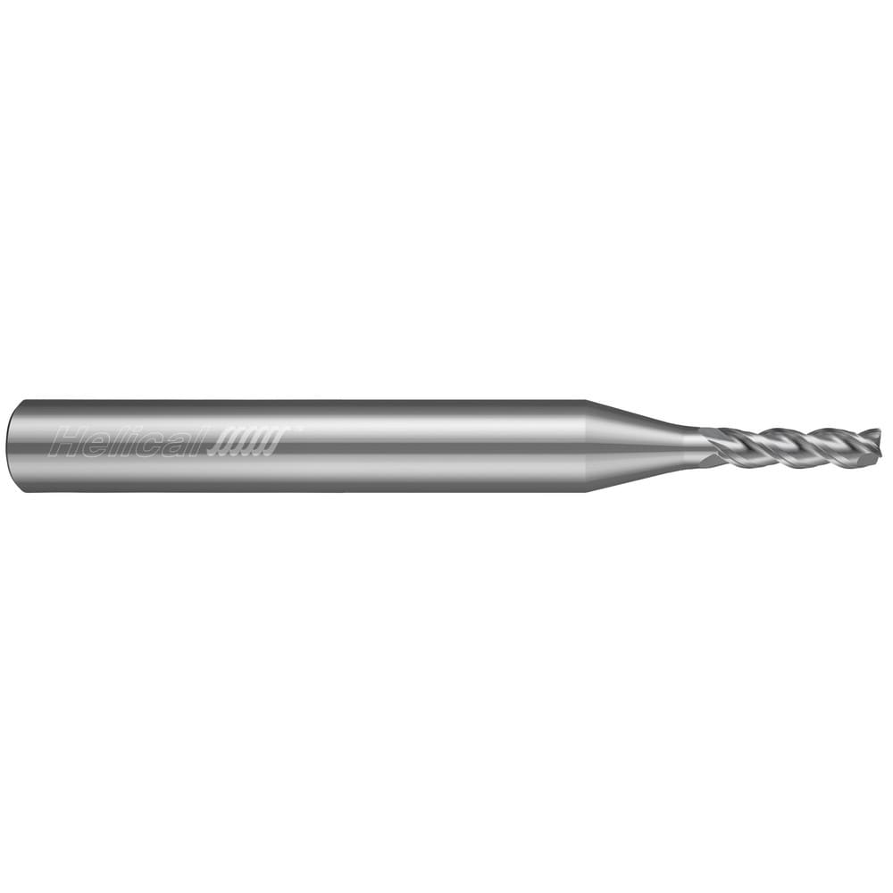 Corner Radius End Mill: 1/8" Dia, 3/8" LOC, 0.0300" Radius, 3 Flute, Solid Carbide